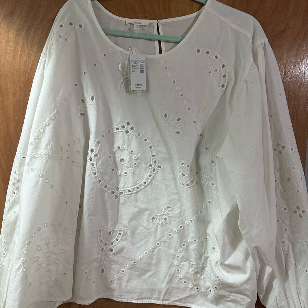 Maurice’s White Eyelet Shirt, NWT, 2X